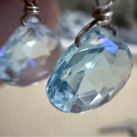 DAINTY BLUE DROP EARRINGS – STERLING-LOOK HANDMADE STYLE - Picture 4 of 17